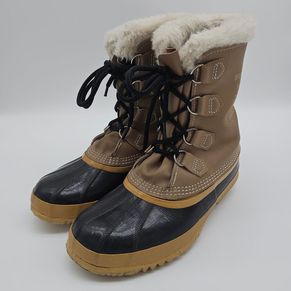 SOREL Manitou Snow Winter Boots Womens S9 Brown‎ Leather Insulated Waterproof